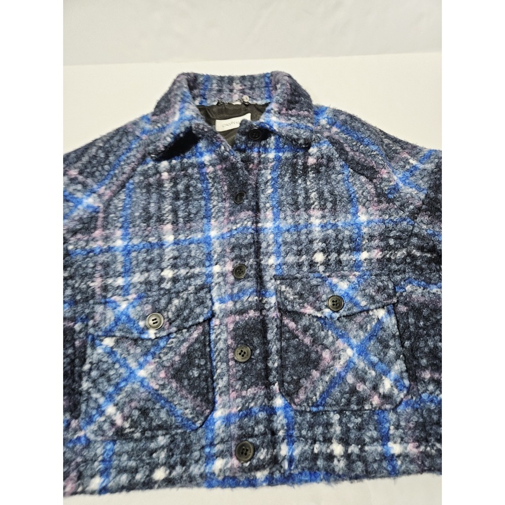 Calvin Klein Plaid Faux Fur Sherpa Jacket Sz XL Blue Plaid Teddy Boxer Jacket - Picture 2 of 5